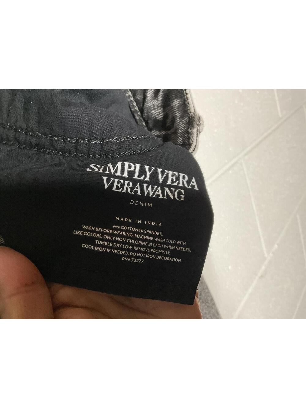 < Simply Vera Vera Wang Charcoal Acid Wash Relaxed Straight Jeans > - Picture 3 of 3